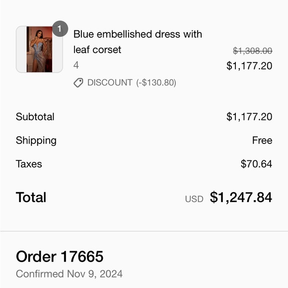 Blue embellished dress with leaf corset - Picture 9 of 12